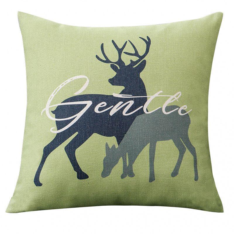 

Зеленый Лось Скандинавский Хлопок и Лен Тканевая Наволочка Американская Гостиная Диванная Подушка Офисная Подушка Подушка для Поясницы M Green-Two Yan Deer 30x 50 cm light cushion cover