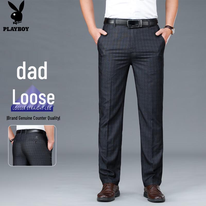 PLAYBOY Men s Loose Straight Fit Stretch Casual Pants 30