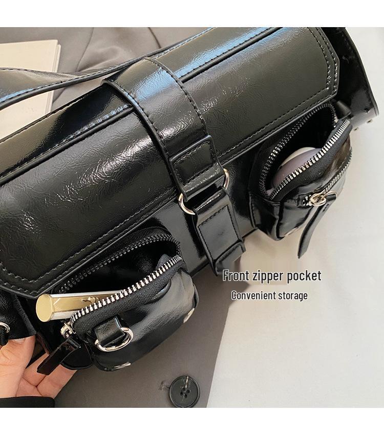 Trendy Texture Hot Girl Underarm Baguette Bag - Women's 2025 Niche Design Motorcycle Shoulder & Crossbody Bag