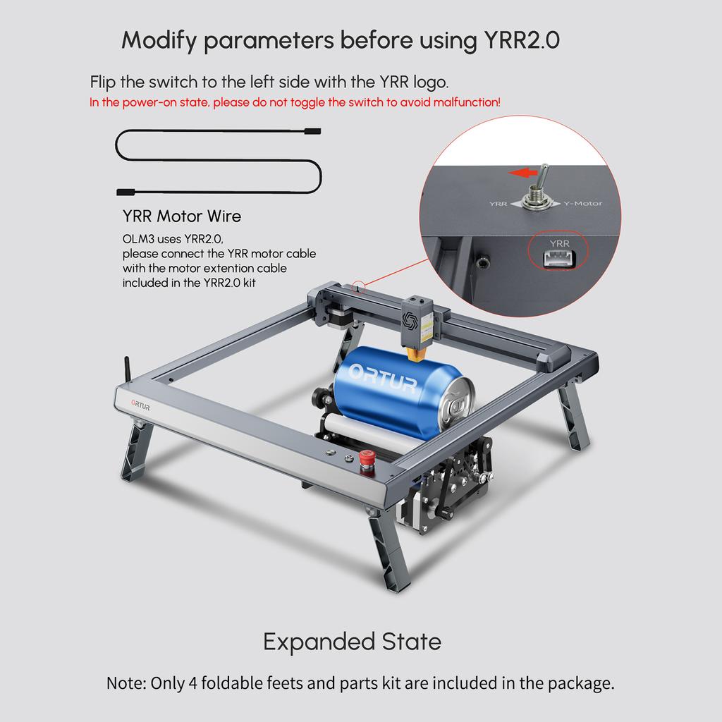 ORTUR Laser Master 3 Gravür Aksesuarı 4PCS FFT1.0 Katlanabilir Ayak Devirme Yapısı Artışı