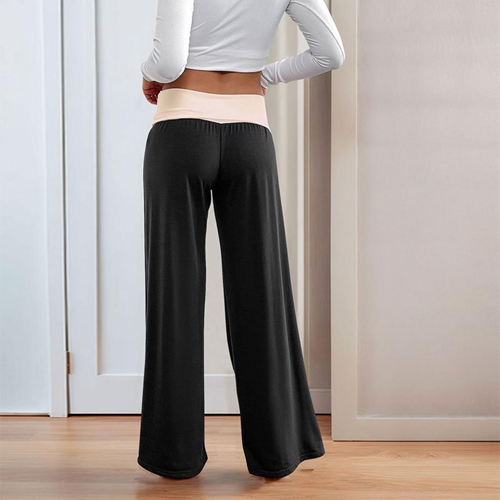 Pantaloni de yoga casual sportivi cu talie înaltă, largi, cu picior lat