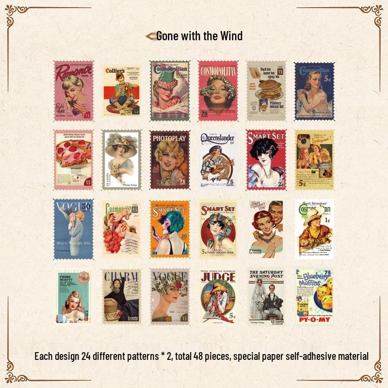 Philately Museum Retro Plant & Flower Journal Stickers Pack