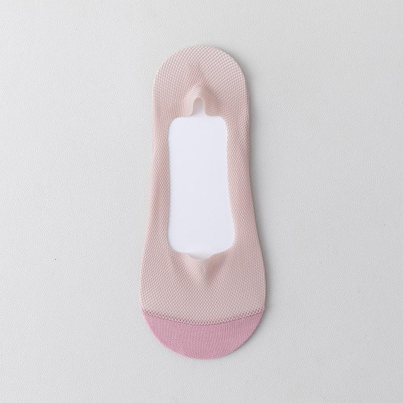 Damen Sommer Dünne Baumwolle Unten Flacher Mund Unsichtbar Rutschfest Nicht Fallend mit Eis Seide Bootssocken