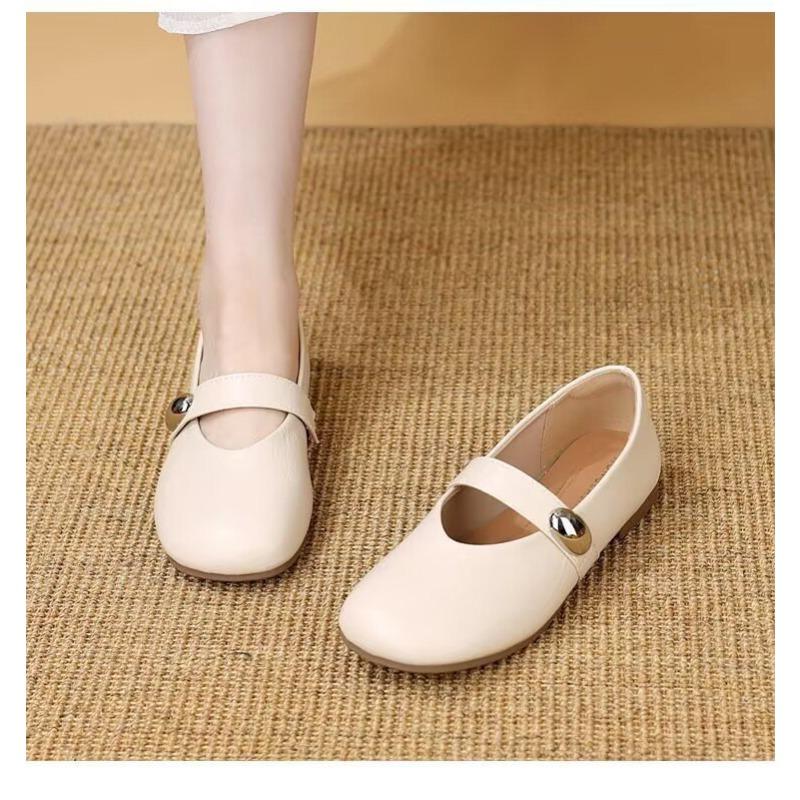 

Ретро одинарная обувь маленькие кожаные туфли женские осенние новые универсальные на мягкой подошве Мэри Джейн на плоской подошве неглубокие туфли-бини 40