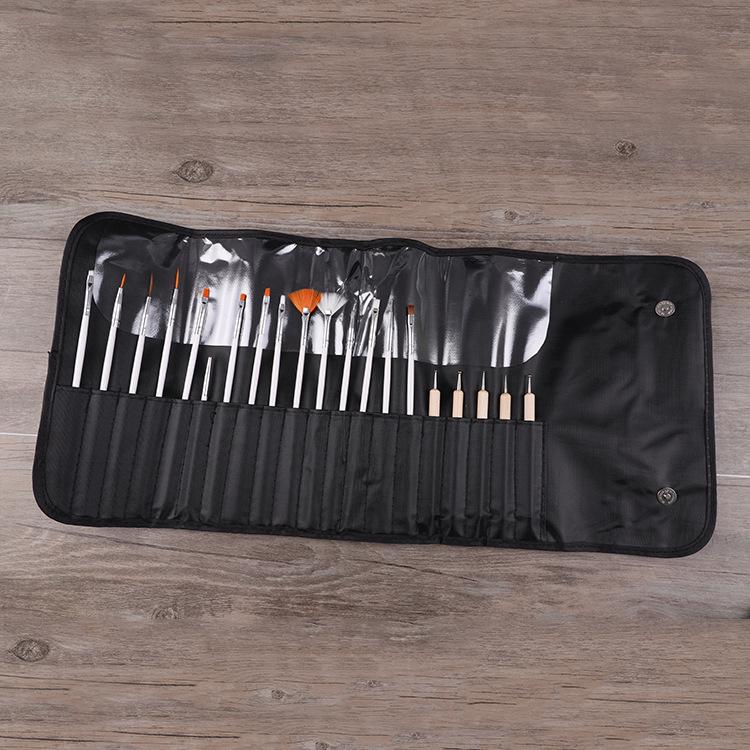 20-Piece Professional Nail Art Brush Set for Flower, Line, and Carving Designs