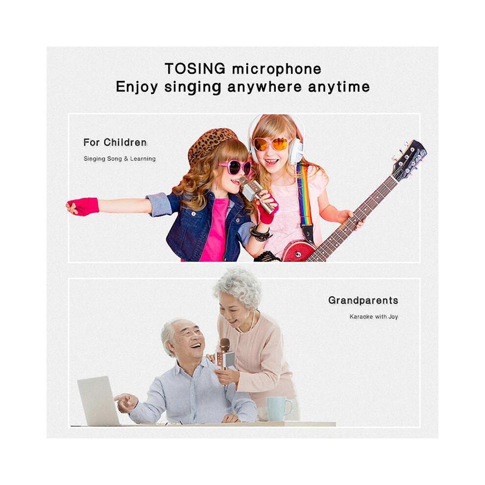 TOSING 008 Wireless Karaoke Microphone Bluetooth Speaker 2-in-1 Handheld Singing Recording Portable KTV Player for iOS Android Smartphones Tablet PC R