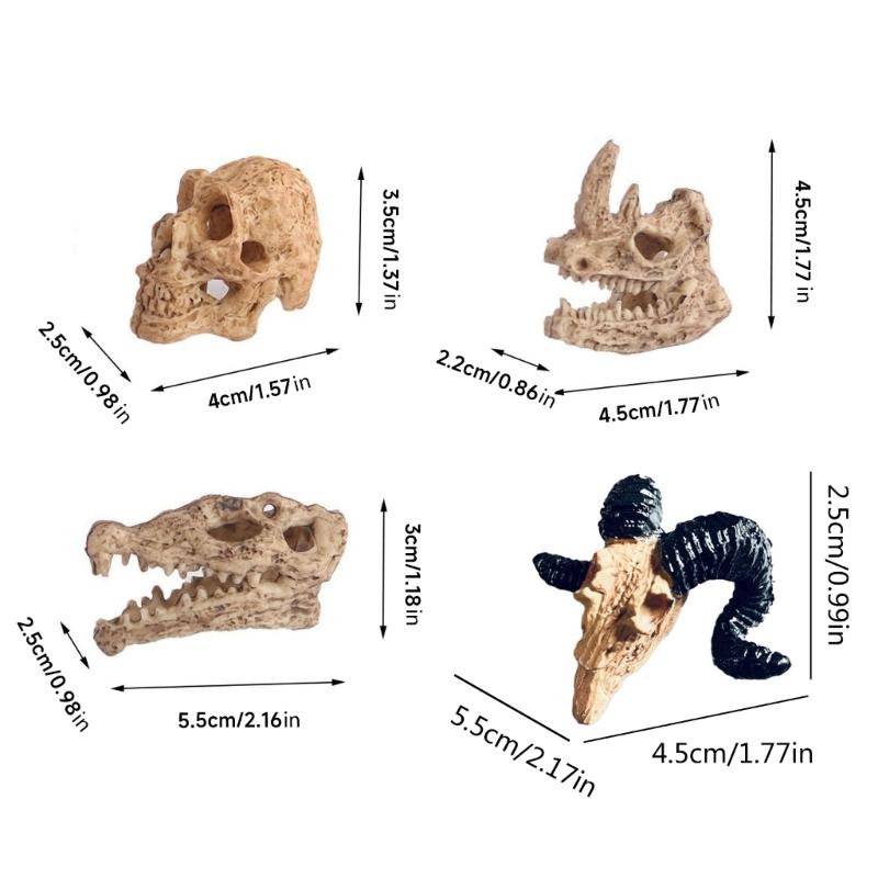 Fish Tank Miniature Skull Ornament DIY Artificial Aquarium Animal for Fish Play