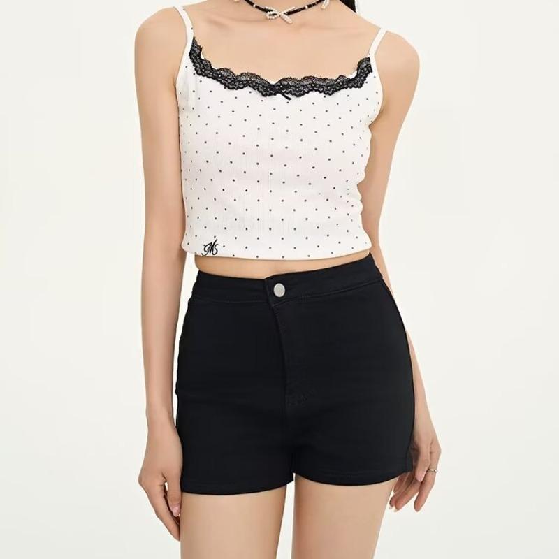 

Женские эластичные джинсы с высокой посадкой: Черные утягивающие брюки, облегающие шорты, летние стили с прямыми и широкими штанинами 3XL чёрный