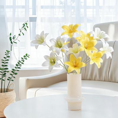 1Pcs Lily Artificial Flowers Bouquet Silk Fake Flower for Home Room Decor Garden Wedding Marriage Decoration Vase Party Supplies