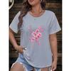 Flower print European and American large size fashionable round neck short-sleeved T-shirt