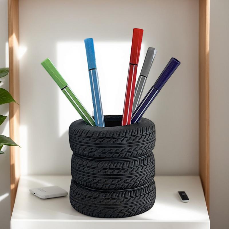 Reifenförmiger Stifthalter Make-up-Pinsel-Organizer Kreativer Bleistift-Aufbewahrungseimer für Heim-Büro-Dekoration Schreibwaren-Zubehör