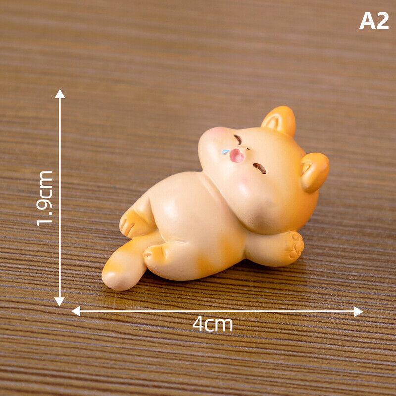 Cute Figurines Miniature Cartoon Chubby Cat Resin Ornament Micro Landscape D GF