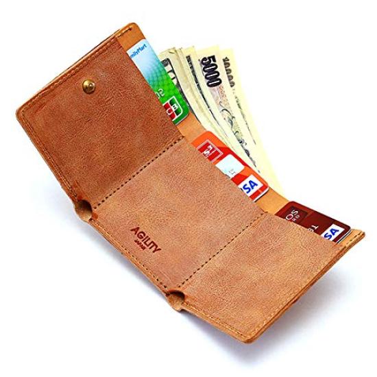 AGILITY affa "Lion" Mini Wallet, Tri-fold Wallet, Ultra-Small Leather Wallet, Genuine Leather, Mini, Small, Thin