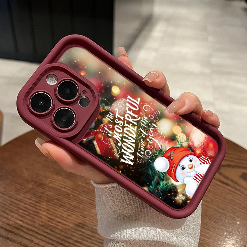 Ae121 Merry Christmas Santa design art Phone Cases for iPhone 16 14 13 11 Pro Max 15 7 8 6 Plus 12 mini XR XS Max SE Angel Eye Ladder Protective Cover