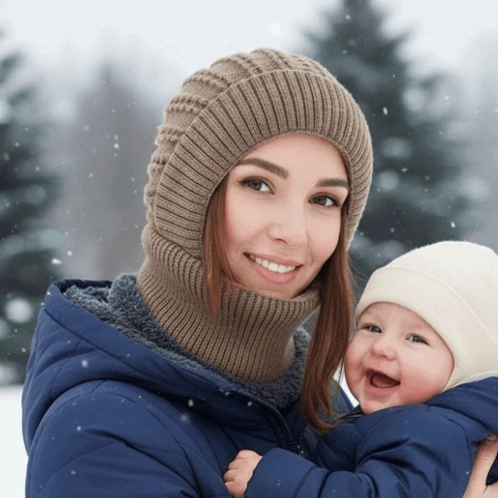 Windproof Fleece Balaclava Hat Warmer Winter Pullover Cap Gift for Mom Hooded Neck Cap Women