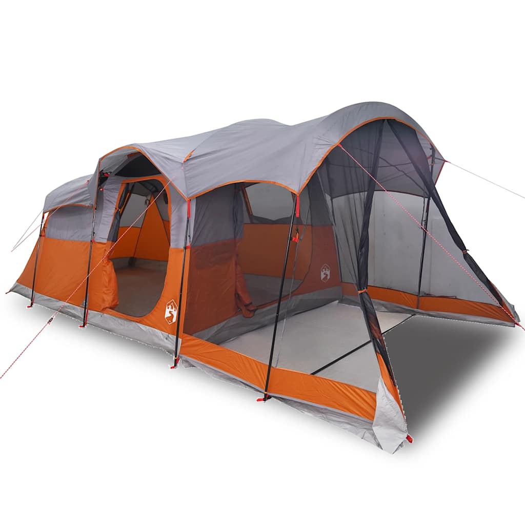 Tunnel Family Tent for 8 Persons Grey and Orange Waterproof