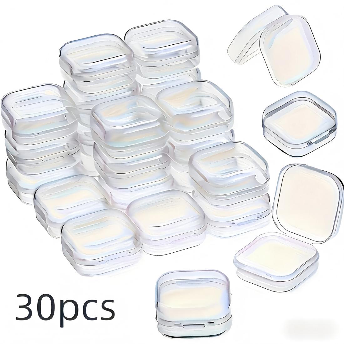 

30Pcs Mini Clear Storage Boxes with Lids, Stackable Containers for Jewelry Earrings Pills Beads Crafts, Lightweight Reusable чистый
