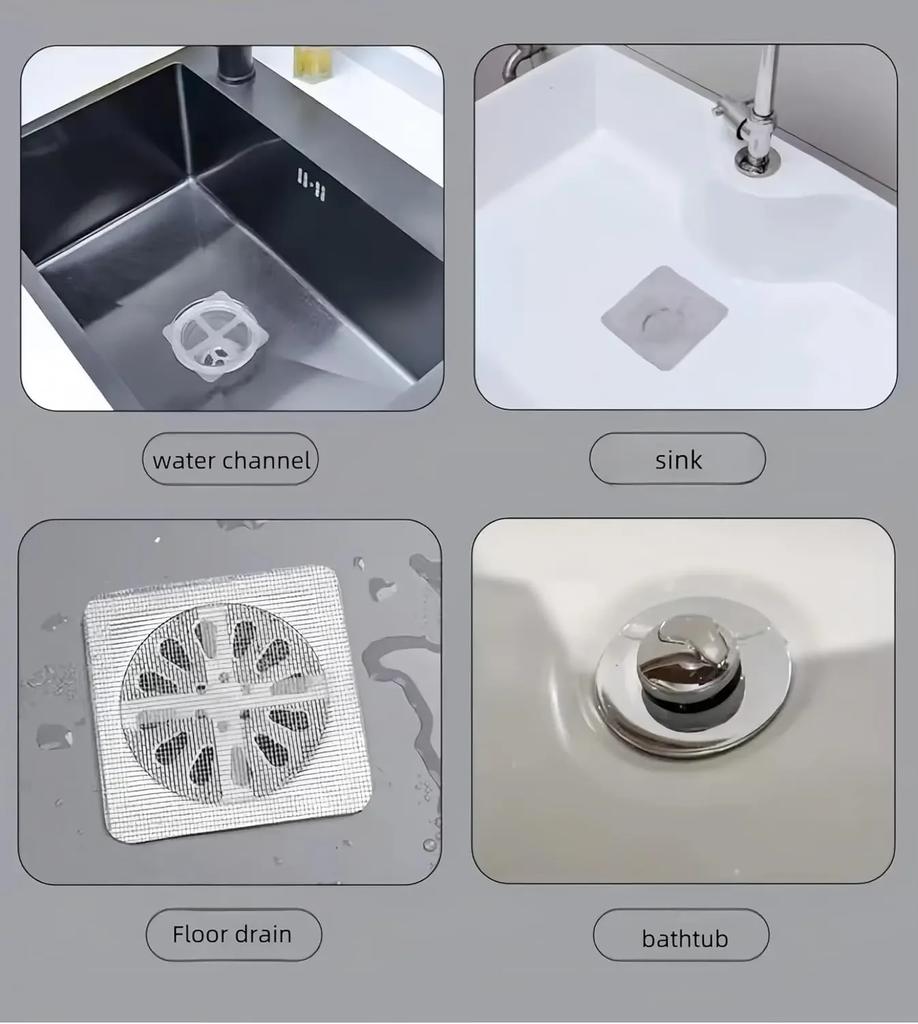 Disposable Hair Drain Catcher Mesh Anti-blocking Shower Bathroom Filter Stopper Floor Drains Sticker Window Screen Repair Patch