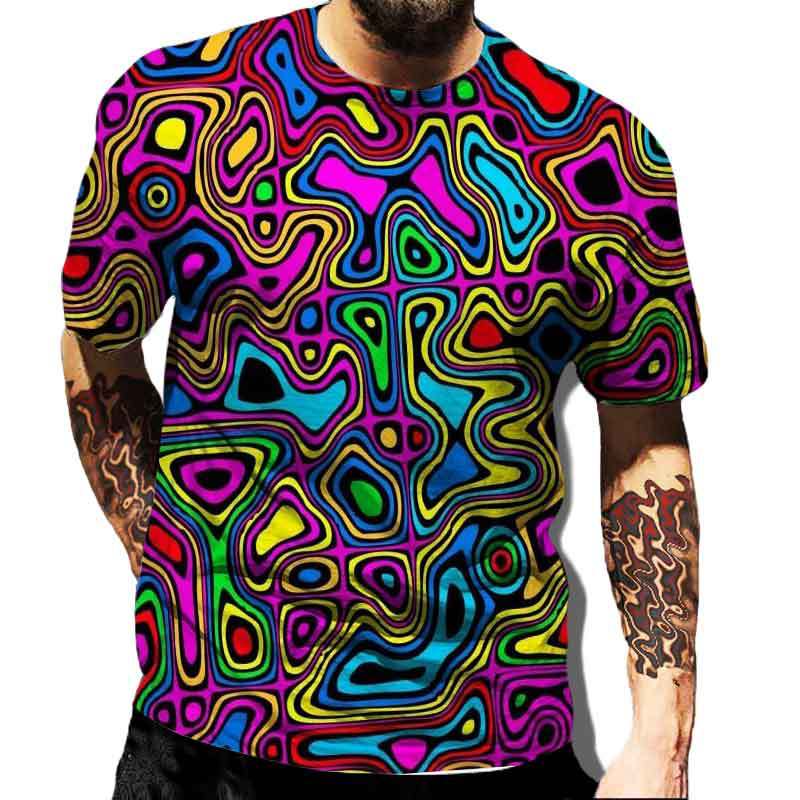 Geometric Shape Creative Design Colorful Vortex 3D Printed T-shirt Casual Street Men's T-shirt