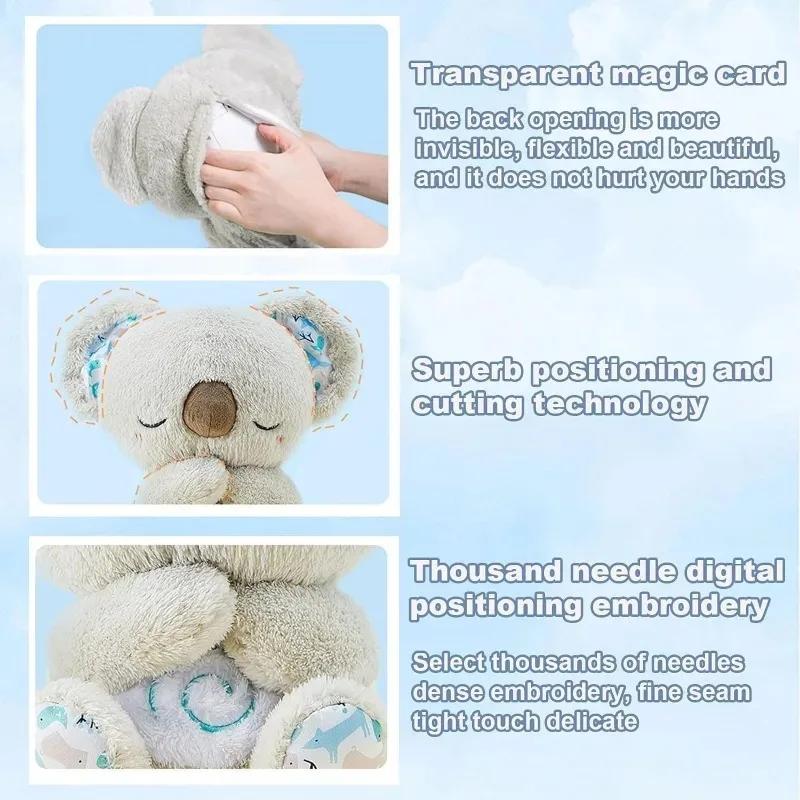 Hot Koala Plush Sleep Aid With Soft Glow Night Light Calming Music And Simulated Breathing Comforting Bedtime Comfort Toys