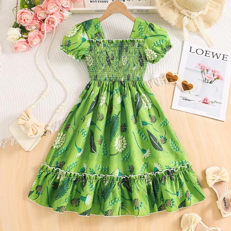 2025 Lato Sukienka z bufiastymi rękawami dla dziewczynek Sukienki księżniczki
