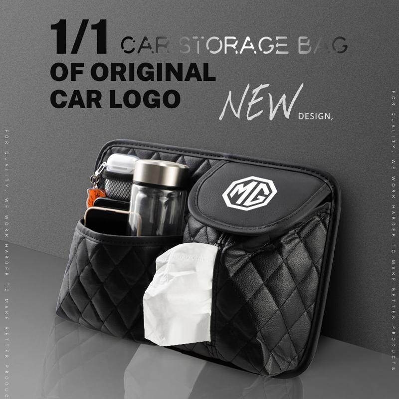Car Logo Seat Back Storage Bag Organizer Box For MG ZS MG4 MG5 MG7 MG3 MG6 HS Cyberster Hector Gloster ZX GS GT ES5 ZST EZS EHS UU444
