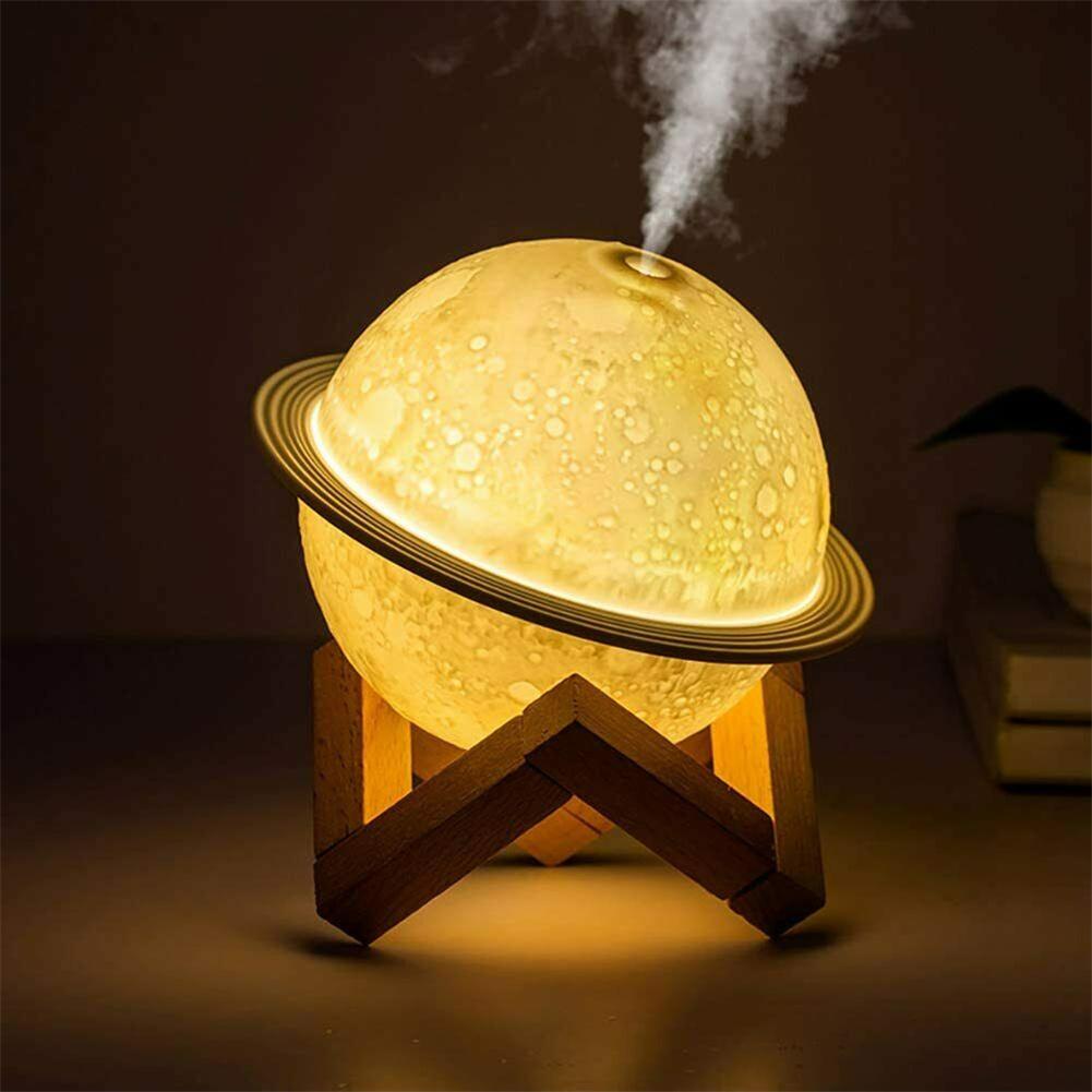 

Moon shaped Mini Humidifier Air Ultrasonic Led Usb Multifunctional Aroma Essential Oil Diffuser Night Light USB plug-in + wooden frame