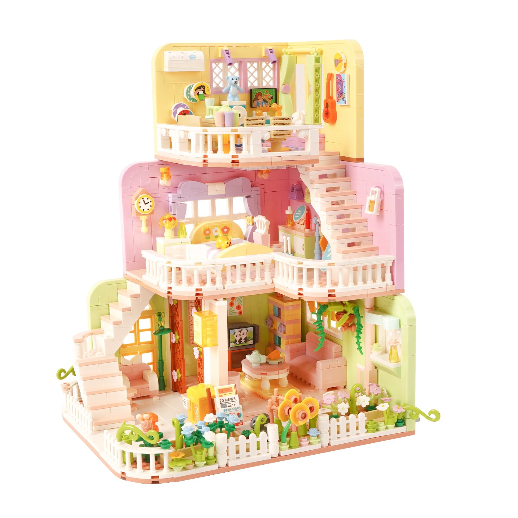 

LULUFUN 3-in-1 Mini Block House Model, 3D Puzzle, Room, Garden, Villa, Warm House, Assembly, Kids and Adults, Celebration Gift, New Year s, Birthday,