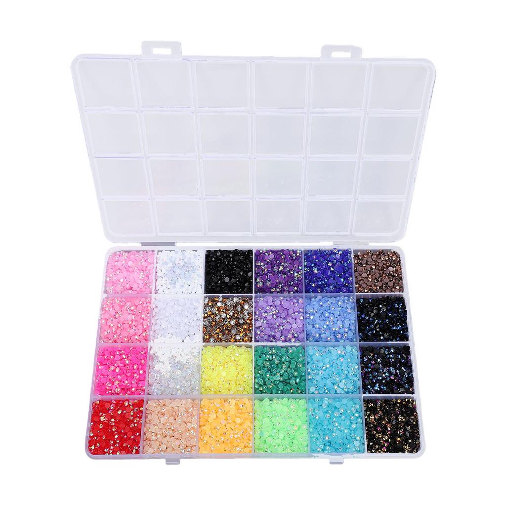 24 Roosters Schitterende Kit 3mm Meerkleurige Hars Platte Back Strass Steentjes met 3 Stuks Lijm voor Doe-het-zelf Knutselen Kleding Schoenen