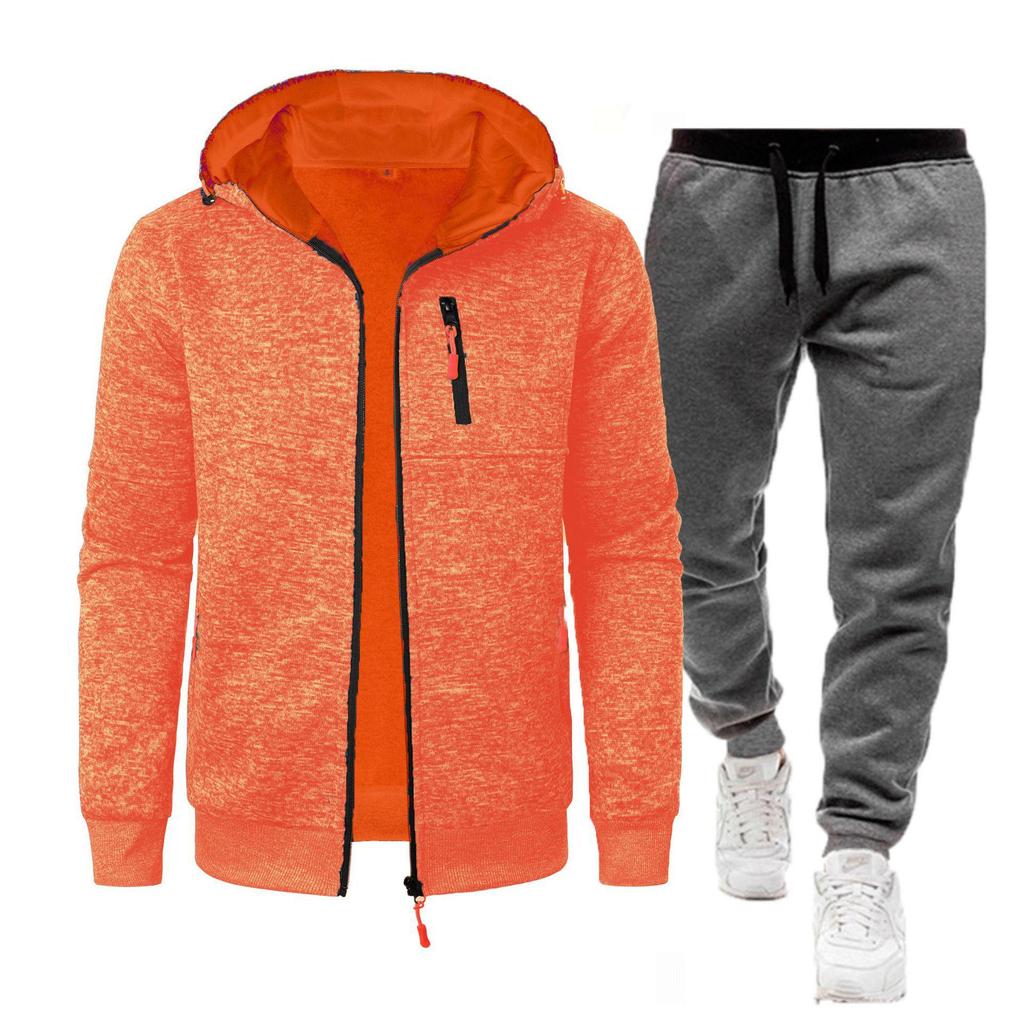 Men's Casual Jacquard Knit Hoodie & Cardigan Set