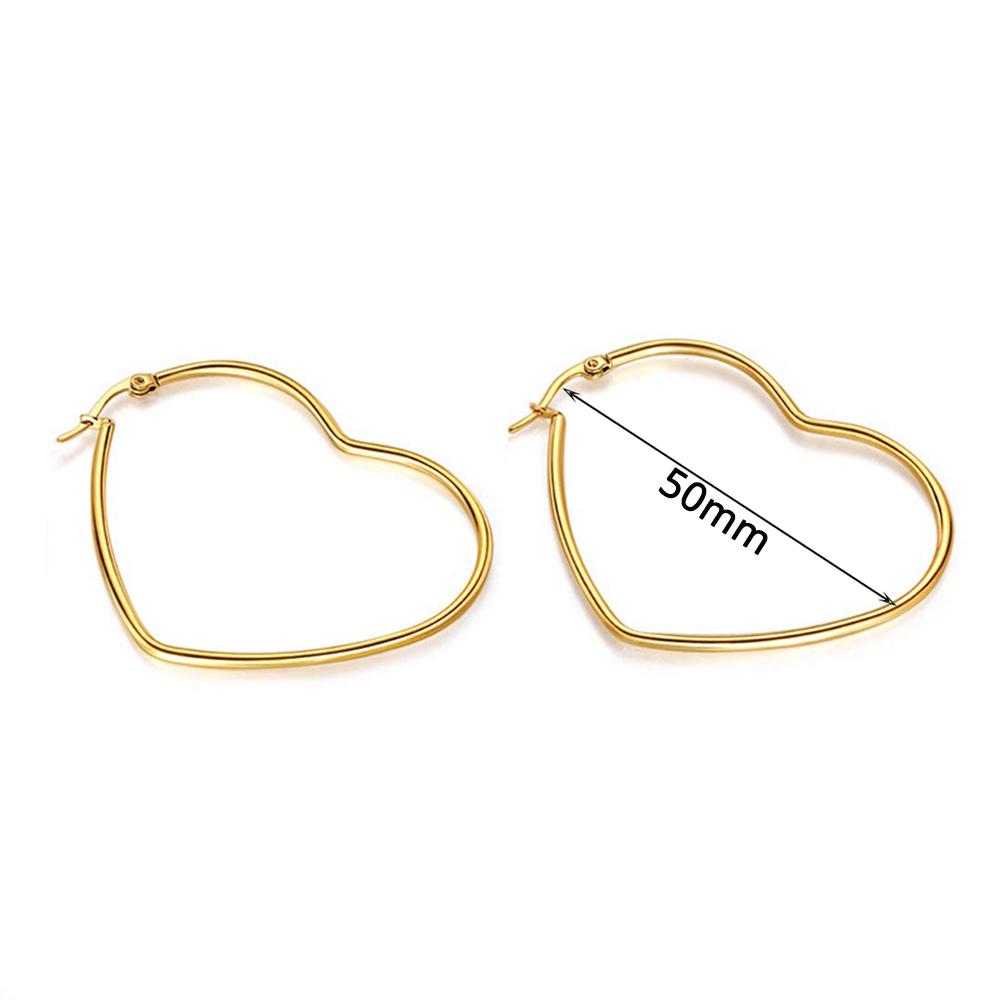 1 Pair Heart Shape Creole Hoop Earrings Female Gold Color Stainless Steel Smooth Big Earrings For Women Party Jewelry Gift 2025