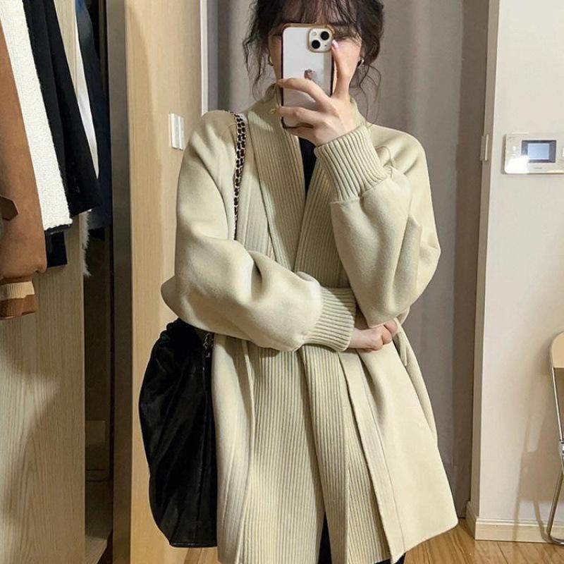Medium To Long Knitted Sweater Jacket for Women In Winter New Thick Loose Lazy Style Cardigan for Outdoor Wear