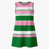 European and American style large size striped printing dress sleeveless back bow ruffle edge vacation style casual skirt
