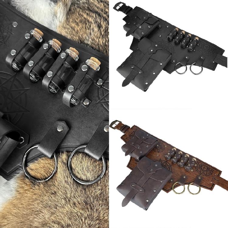 Medieval Knight Costumes Renaissances Potion Bottles Leather Belt Waist Bag Halloween Party Cosplay Costumes for Adults