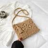 Women Summer Straw Messenger Bag Hollow Out Woven Fashion Shoulder Bag Beach Tassel Designer Crossbody Travel