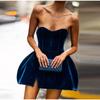 Party Velvet Blue Pleated Dress Urban Backless Tube Corsetry-inspired Female Dress 2025 Elegant Lady High Streetwear New