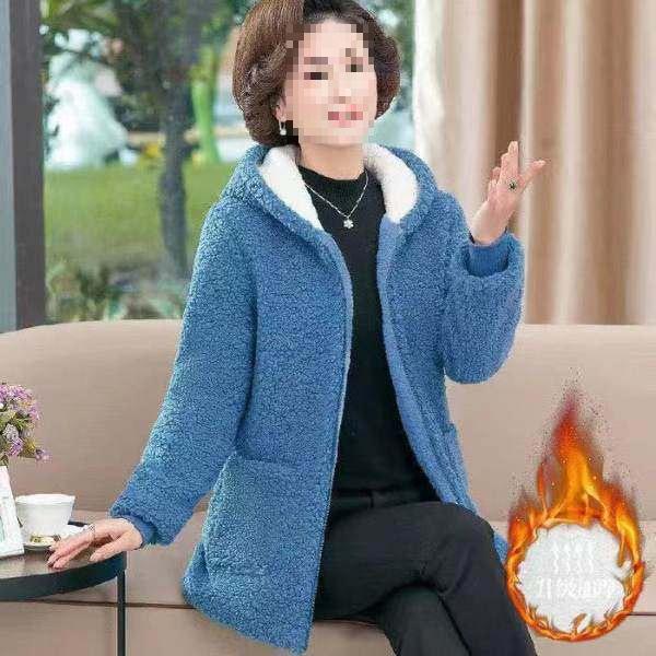 2025 Stylish Winter Coat for Middle-Aged Women, Warm Plus Size Fleece Jacket with Hood