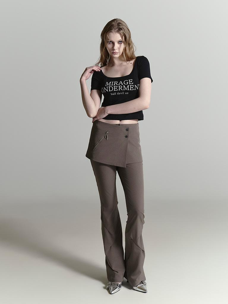 HALF DEVIL US [Customized] Layered Bootcut Pants_Walnut