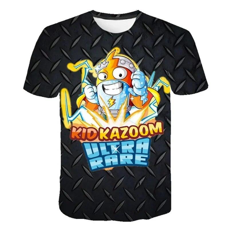 Super Zings T-shirt Summer Children's Boys and Girls Printed Cartoon T-shirt Old Children's Fashion Casual Top Clothing