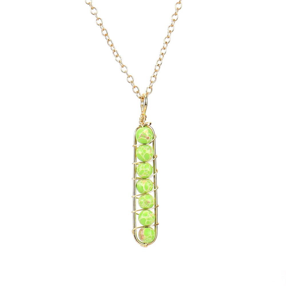 

Gold Hand-Wound Colorful Beaded Crystal Agate U-Shaped Pendant Necklace N123