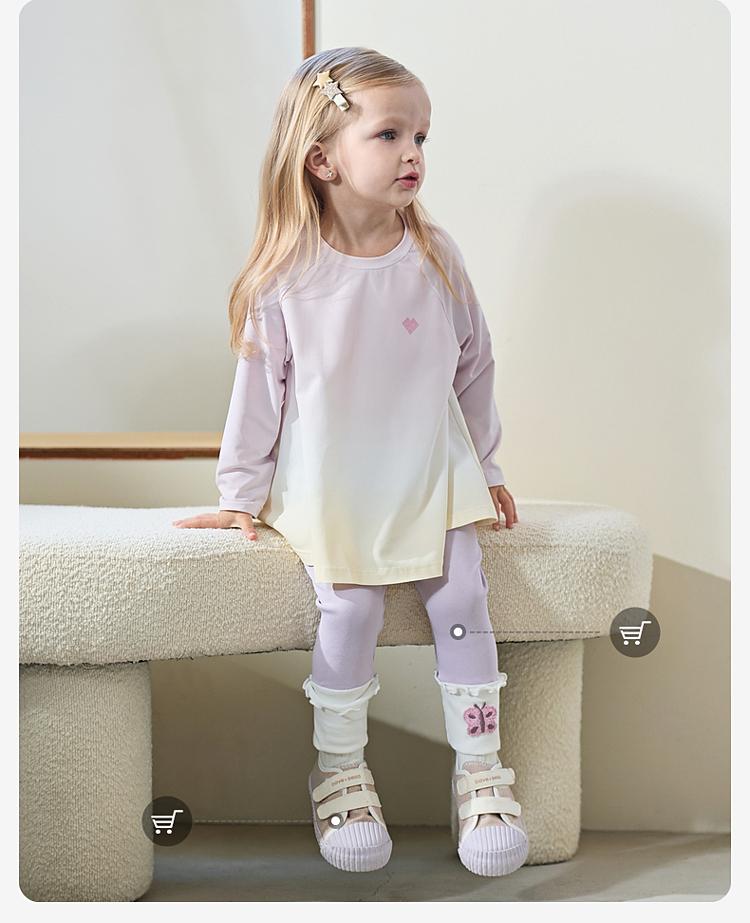David Bella Children's Long Sleeve T-shirt Autumn Wear Girls' Sunscreen Base Shirt Baby Girl Gradient Top