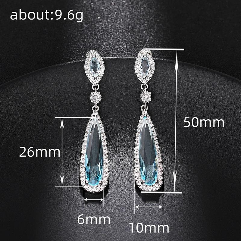 CAOSHI Beautiful Women's Long Dangle Earrings Elegant Light Blue Cubic Zirconia Wedding Romantic Jewelry Dance Party Accessories