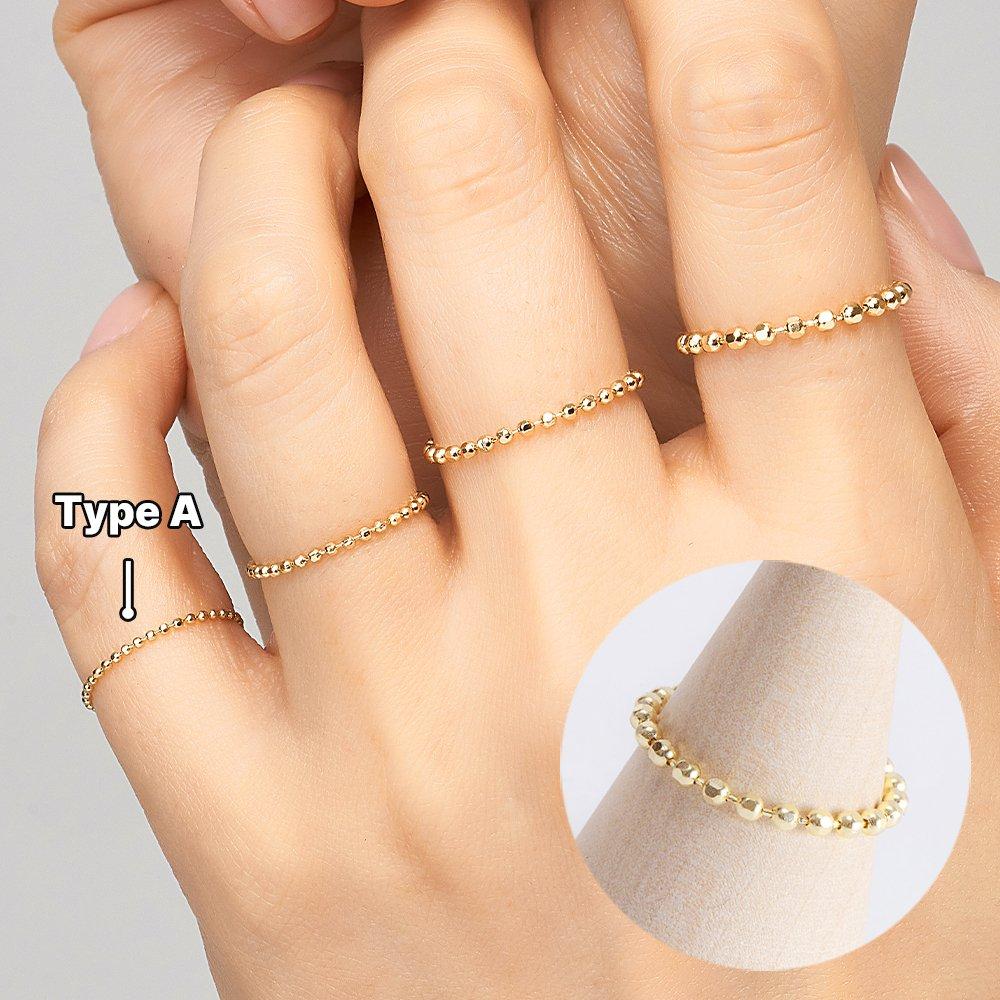 [Helenejw] 14K Cut Ball Chain Gold Ring Type A