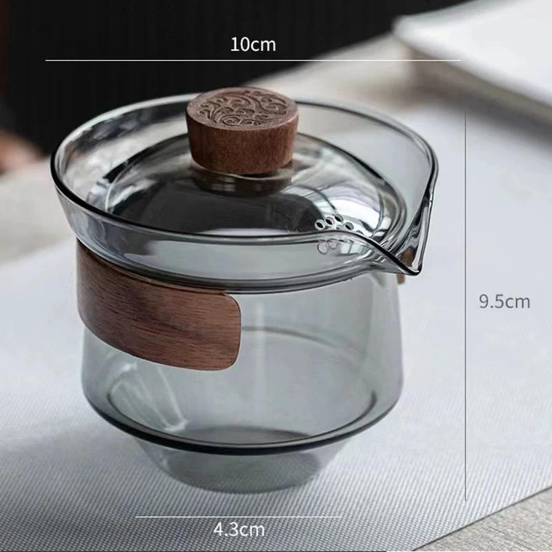 Japanese Glass Gaiwan Tea Tureen Single Heat-resistant and Scald Proof Sancai Cup Tea Set Kung Fu Tea Cup and Bowl