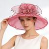 Summer Hat Women's Foldable Outdoor Sunshade Flat Top Top Hat Flower Organza Sunscreen Hat Design Sense