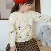 Korean Style Spring and Autumn Lapel Knitted Cardigan for Small and Medium-sized Children, Girls, Embroidery, Children's Sweater Jacket