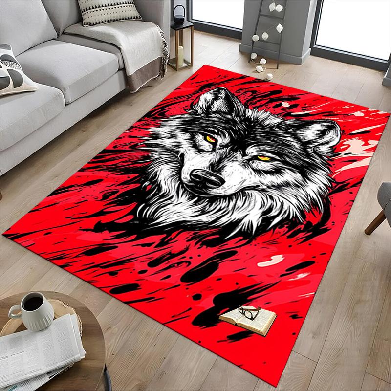 1pc Wolf Red Carpet, Office Rug Outdoor Mat Home Decor Area Carpet Festival