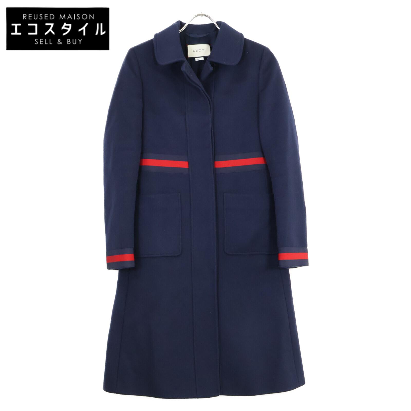 

GUCCI 475970 Navy Wave Detail Wool Single Coat coat 38 NavyUsed