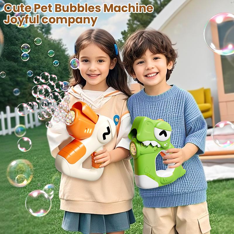 6 Hole Cartoon Animal Bubbles Guns Electric Bubbles Machine LED Light Outdoor Party Game for Kids Automatic Blowing Bubbles Toys