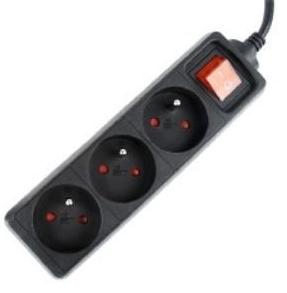 Gembird Professional 16A C14 Power Strip - 3 Outlets, 0.6m Black Cable, Compatible with UPS Systems